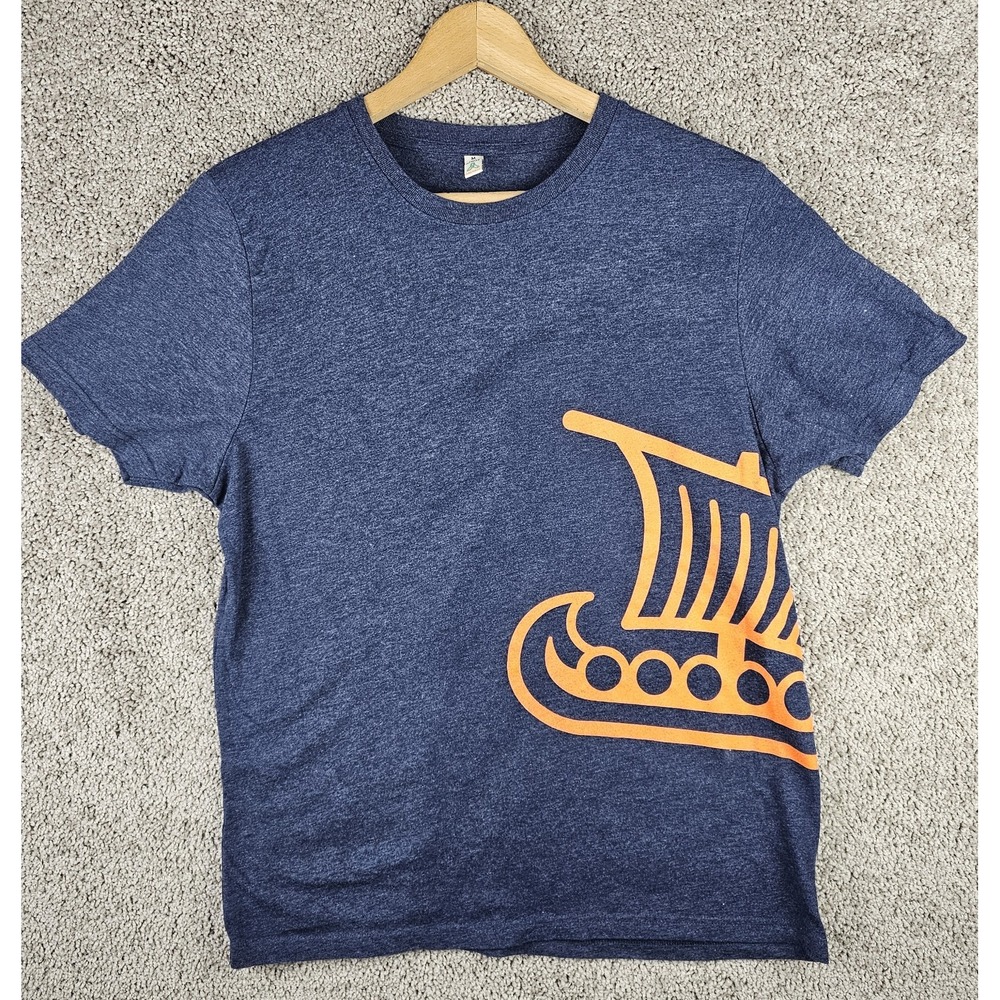 Salvage‎ Clothing Recycled Rammagerdin Navy Orange Viking Boat Shirt Mens Medium